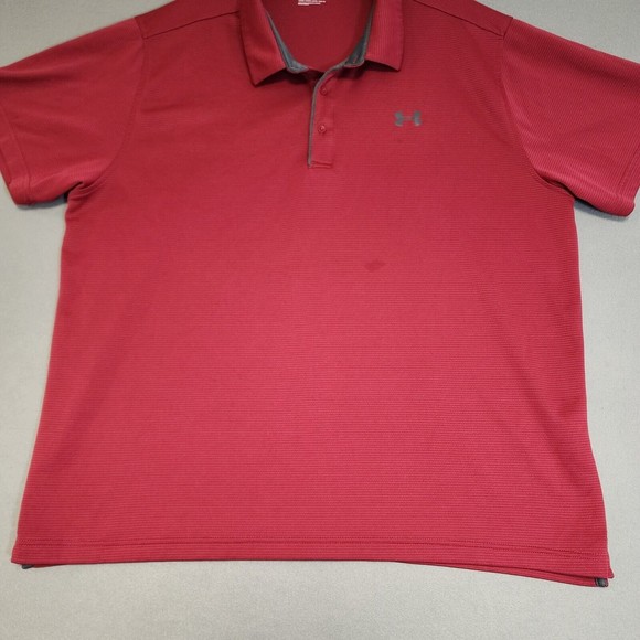 Under Armour Polo Shirt Mens 3XL Red Loose Short Sleeve - Picture 2 of 16